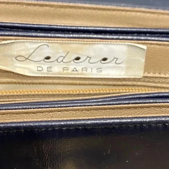 Lederer Vintage 1950s Navy Blue Leather Purse - Picture 3 of 9